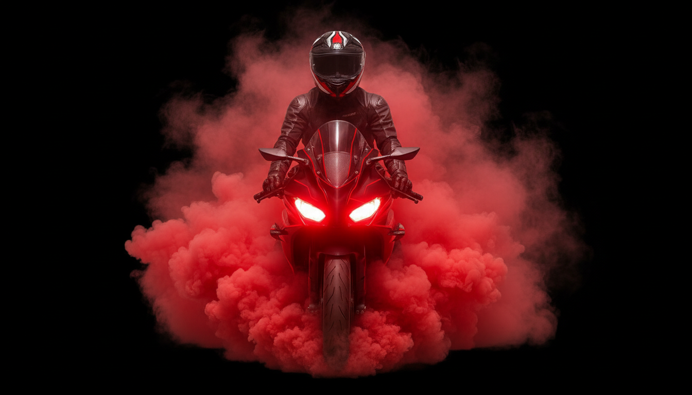 Burnout in a cloud of red smoke